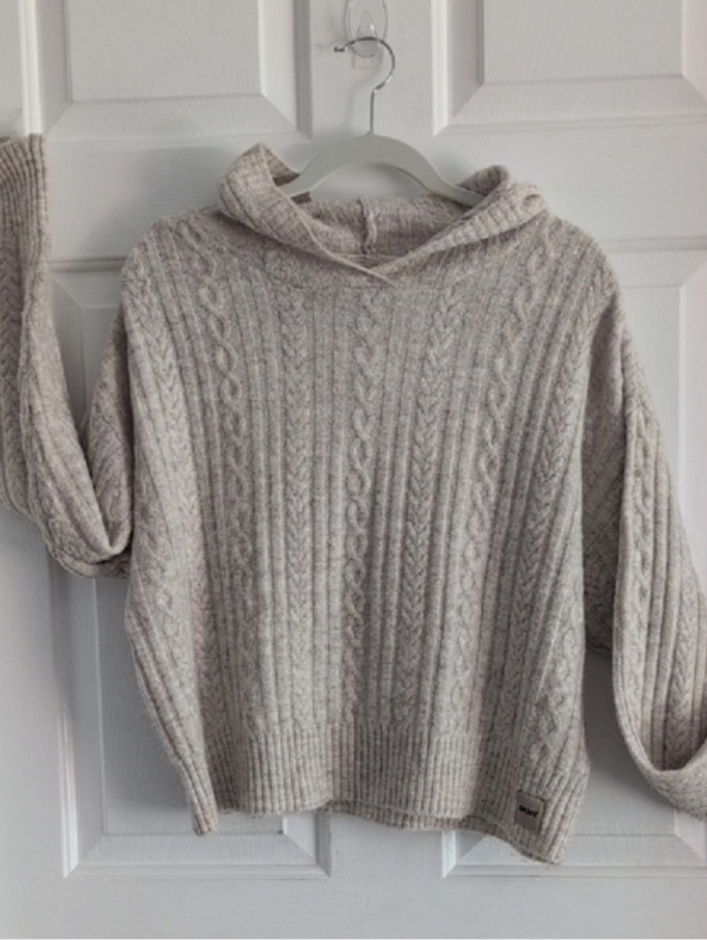 DKNY Sport Oversized Hoodie Chunky Sweater Cable Knit Cozy  MEDIUM - Picture 8 of 13